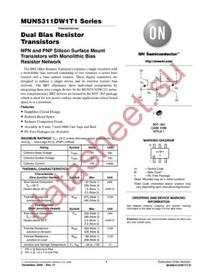 MUN5312DW1T2 datasheet  